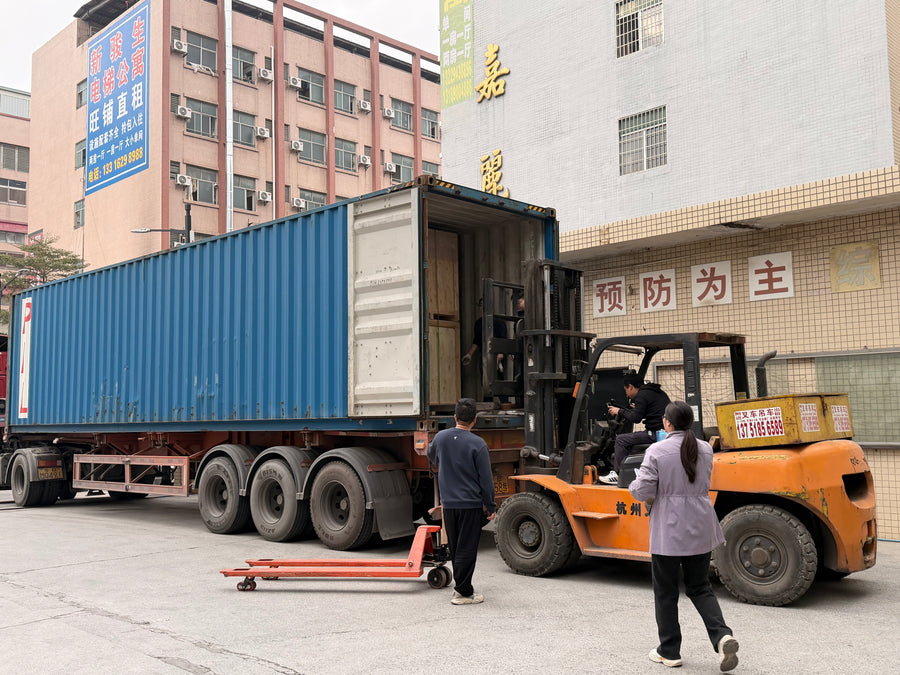 Forklift and container loading at the Dragon Diamond factory