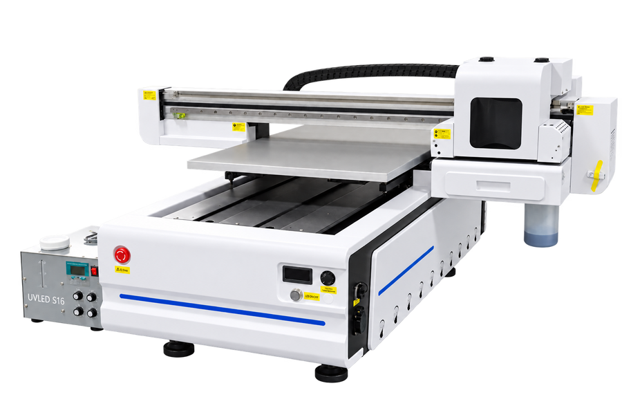 LZ-6090UV flatbed printer with vacuum table and external UV LED unit