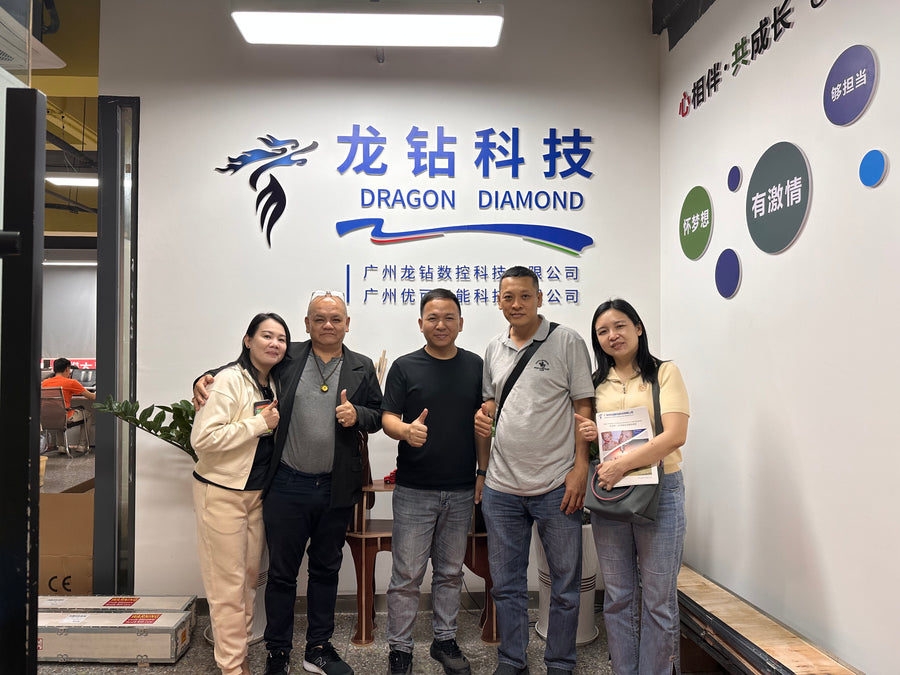 Customers and Dragon Diamond team members during a factory visit