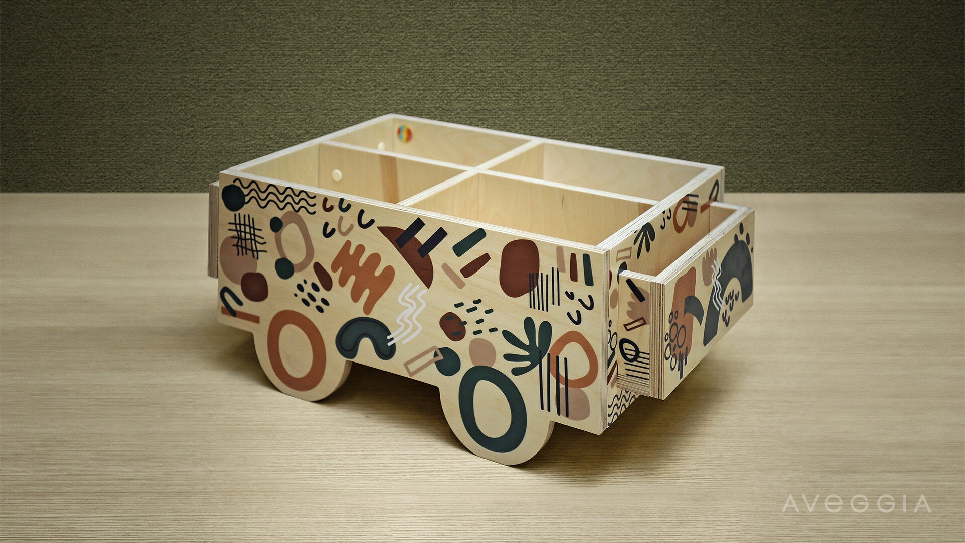 Shaped plywood storage unit from the Georgia customer project