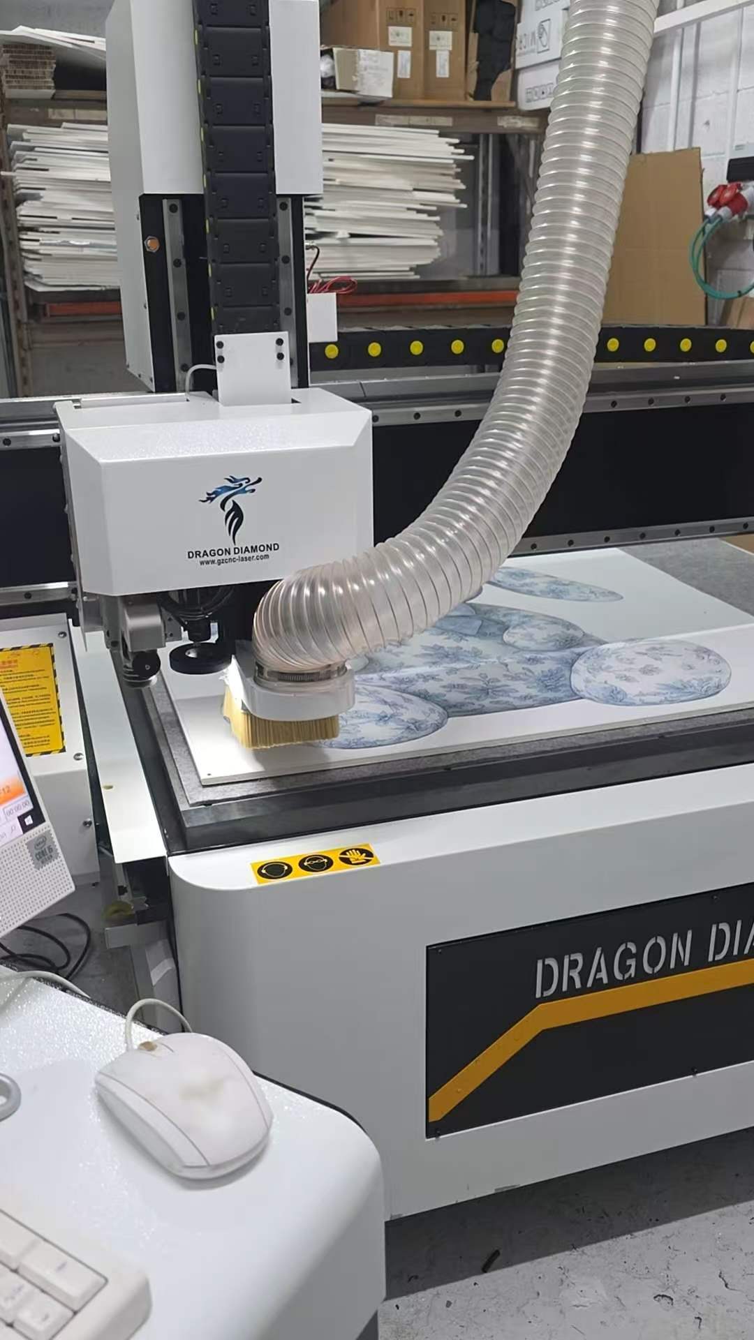 CNC machining a printed decoration board at the Israel customer's workshop