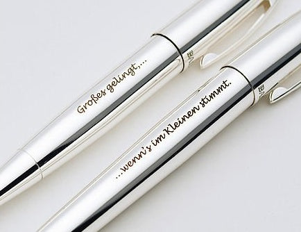 Personalized metal pens with engraved lettering