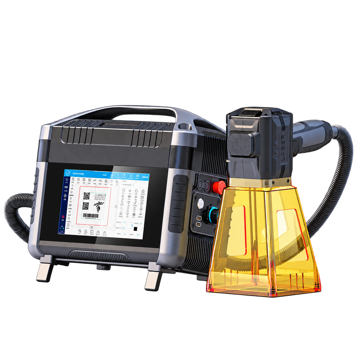 LZ-FM handheld fiber laser marking machine with integrated screen and handheld marking head