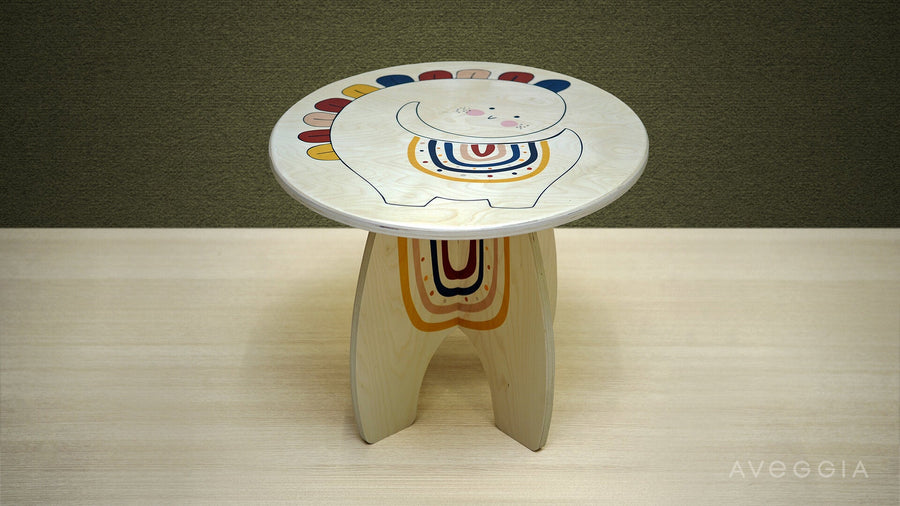 Decorative wooden table: top view