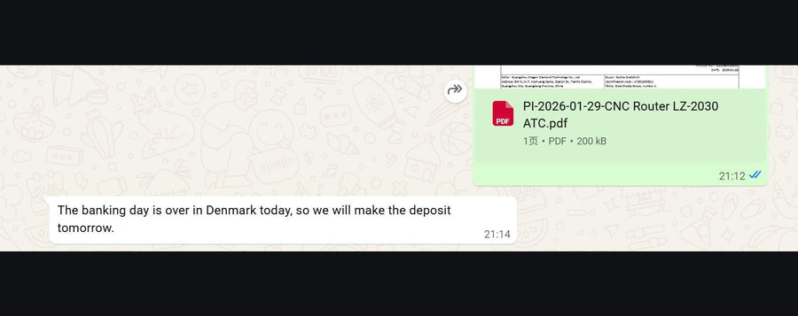 Customer message discussing the next deposit
