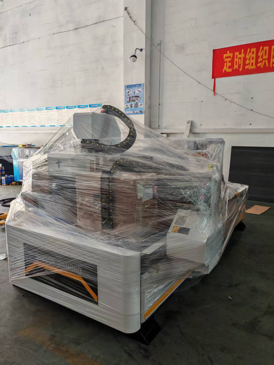 CNC router wrapped for shipment